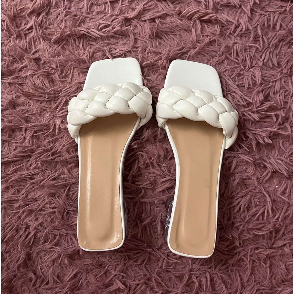 white braided sandals